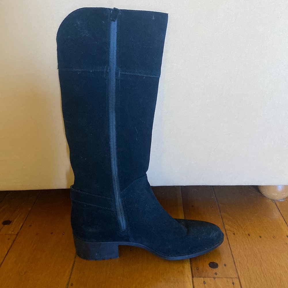 Cole Haan awesome black suede high boots. Waterproof. Below the knee.